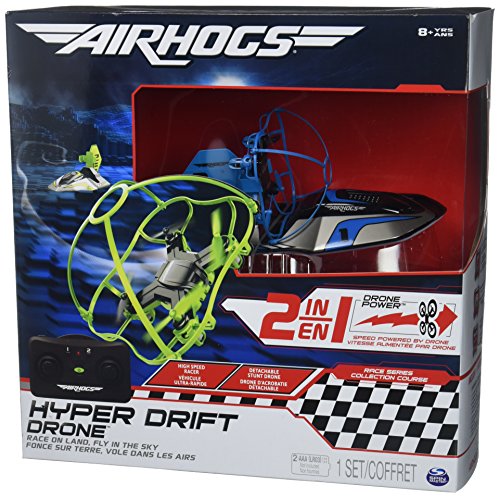 Air Hogs 2-in-1 Hyper Drift Drone for High Speed Racing and Flying - Blue