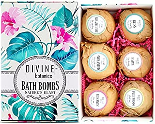 6 XL USA Made Essential Oils Lush Bath Bombs Set - Organic Coconut oil and Shea Butter - Christmas Gifts For Women - Bath Fizzies - Best Gift Ideas and Bath Bomb Gift Sets - Use with Bath Bubbles Bath