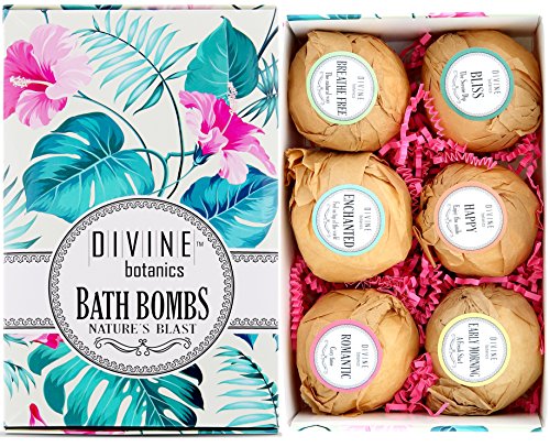 6 XL USA Made Essential Oils Lush Bath Bombs Set - Organic Coconut oil and Shea Butter - Christmas Gifts For Women - Bath Fizzies - Best Gift Ideas and Bath Bomb Gift Sets - Use with Bath Bubbles Bath