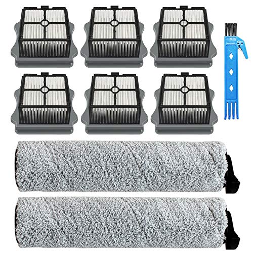 Theresa Hay 2 Pack Multi-Surface Brush Roll and 6 Pack Vacuum Filter for TINECO iFLOOR, iFLOOR3, Floor One S3 Hardwood Floors Wet Dry Vacuum Cleaner Parts