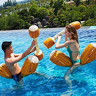 HAOFENG Inflatable Pool Floats Pool Party Play Boat Raft Collision Toys Wood Grain Seat Mounts Water Swimming Floating Row for Kids/Adults Max Weight 60KG 2 Sets