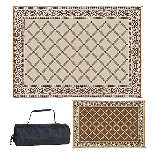 Reversible Mats 119127 Outdoor Patio 9-Feet x 12-Feet, Brown/Beige RV Camping Mat