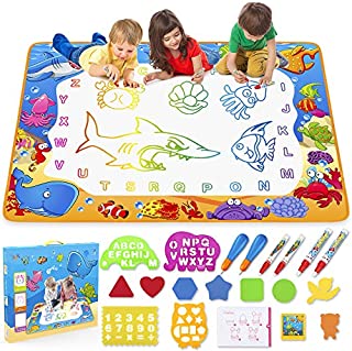 Water Doodle Mat - Kids Painting Writing Doodle Toy Mat - Color Doodle Drawing Mat Bring Magic Pens Educational Toys for Age 3 4 5 6 7 8 9 10 11 12 Year Old Girls Boys Age Toddler Gift
