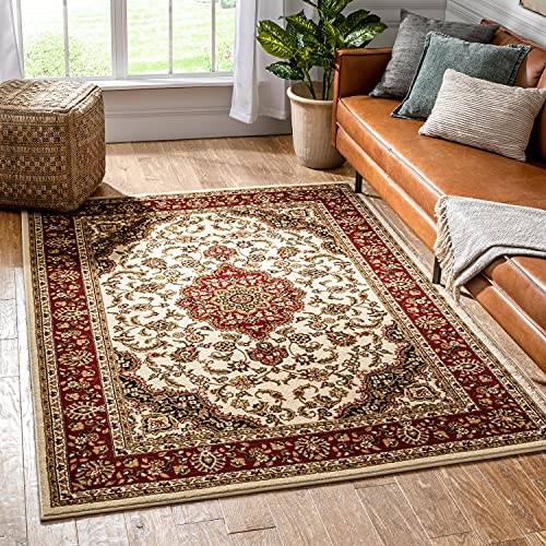 Noble Medallion Ivory Persian Floral Oriental Formal Traditional Area Rug 3x5 4x6 ( 3'11