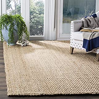 Safavieh Natural Fiber Collection NF401A Handmade Basketweave Jute Area Rug, 8' x 10', Natural