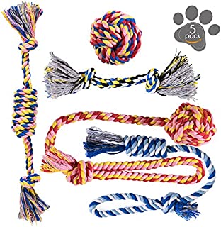 Dog Toys - Dog Chew Toys - Puppy Teething Toys- Puppy Chew Toys - Rope Dog Toy - Puppy Toys - Small Dog Toys - Chew Toys - Dog Toy Pack - Tug Toy - Dog Toy Set - Washable Cotton Rope for Dogs