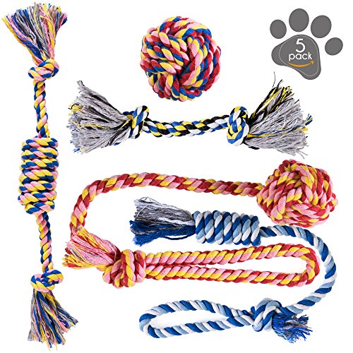 Dog Toys - Dog Chew Toys - Puppy Teething Toys- Puppy Chew Toys - Rope Dog Toy - Puppy Toys - Small Dog Toys - Chew Toys - Dog Toy Pack - Tug Toy - Dog Toy Set - Washable Cotton Rope for Dogs