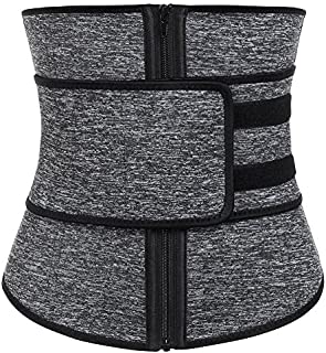 FeelinGirl Women Hot Sweat Weight Loss Neoprene Workout Top Shirt Waist Trainer Corset Trimmer Belt Body Shaper Cincher Zipper Slimming 3X-Large Grey