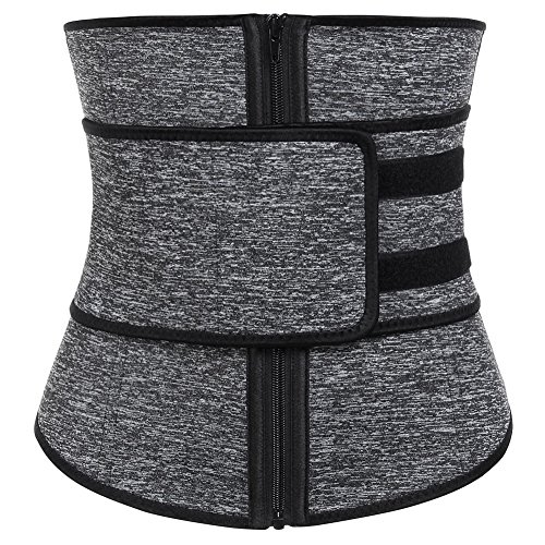 FeelinGirl Women Hot Sweat Weight Loss Neoprene Workout Top Shirt Waist Trainer Corset Trimmer Belt Body Shaper Cincher Zipper Slimming 3X-Large Grey