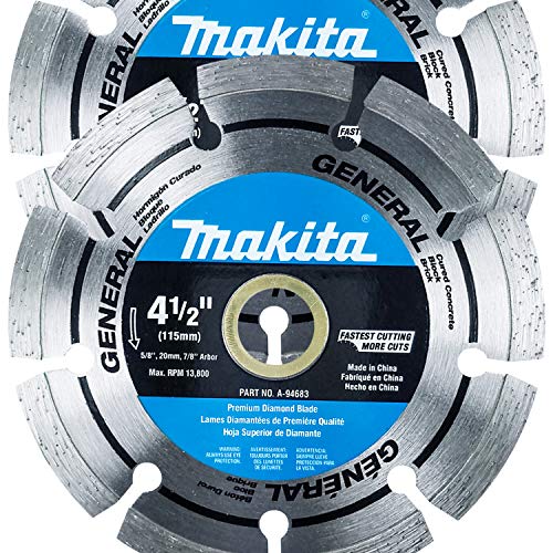 Makita 2 Pack - 4.5 Segmented Rim Diamond Blades For 4.5+ Grinders & Circular Saws - Long-Lasting Cutting For Concrete, Masonry & Brick - 5/8, 20mm & 7/8 Arbors