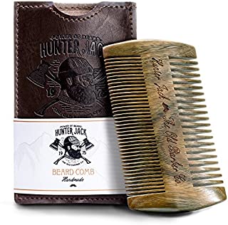 Beard Comb Kit for Men - Great for Head Hair, Beard Grooming & Mustache - Handmade Premium Wood - Fine Dual Action Teeth - Beard Care Kit for Men, Gift