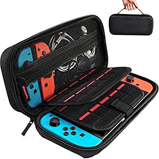 Hestia Goods Switch Carrying Case for Nintendo Switch, with 20 Games Cartridges Protective Hard Shell Travel Carrying Case Pouch for Nintendo Switch Console & Accessories, Black