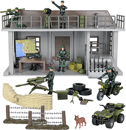 Click N' Play Military Multi Level Command Center Headquarters 51 Piece Play Set With Accessories.