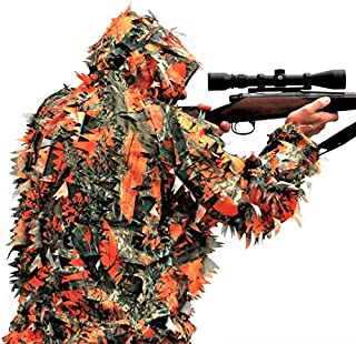 Blaze Orange 3D Leafy Camo Camouflage Ghillie Suit for Hunting or Wildlife Photography by See3D