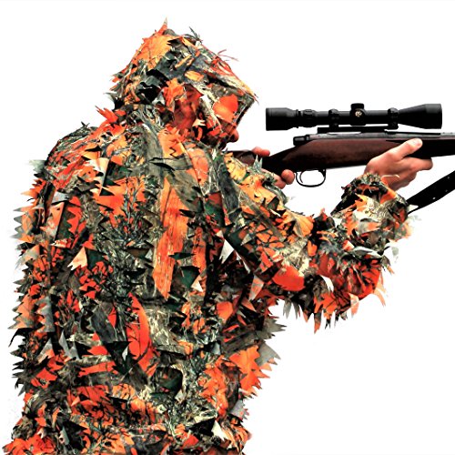 Blaze Orange 3D Leafy Camo Camouflage Ghillie Suit for Hunting or Wildlife Photography by See3D