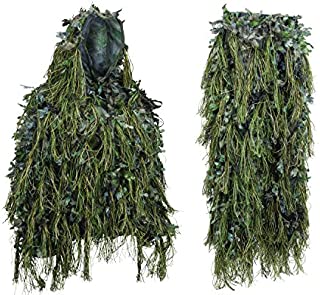 North Mountain Gear Hybrid Ghillie Suit for Men - Lightweight Hunting Camouflage - Woodland Green - Airsoft Sniper Clothing