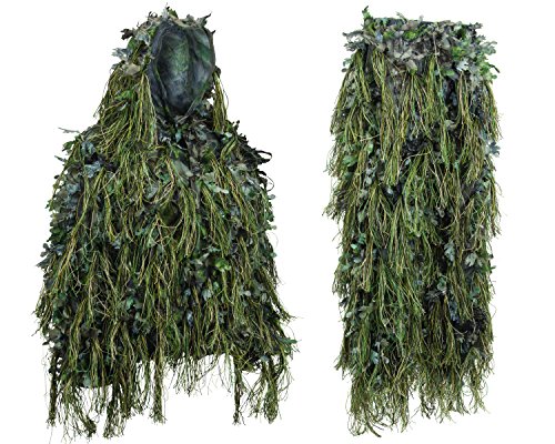 North Mountain Gear Hybrid Ghillie Suit for Men - Lightweight Hunting Camouflage - Woodland Green - Airsoft Sniper Clothing