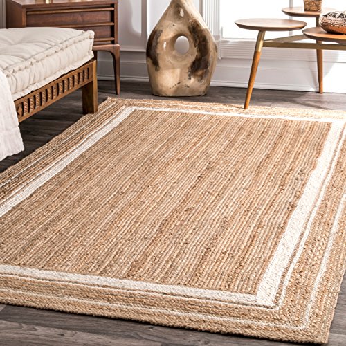 nuLOOM Rikki Braided Border Jute Area Rug, 4' x 6', Off-white