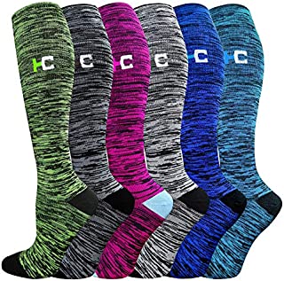 6 Pairs Graduated Compression Socks for Women&Men 20-30mmhg Knee High Sock(Multicoloured,Small/Medium(US SIZE))