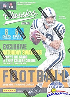 2018 Panini Classics NFL Football EXCLUSIVE Factory Sealed Retail Box with MEMORABILIA Card! Look for Rookies & Autos of Baker Mayfield, Saquon Barkley, Sam Darnold & Many More! WOWZZER