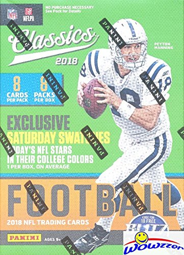 2018 Panini Classics NFL Football EXCLUSIVE Factory Sealed Retail Box with MEMORABILIA Card! Look for Rookies & Autos of Baker Mayfield, Saquon Barkley, Sam Darnold & Many More! WOWZZER