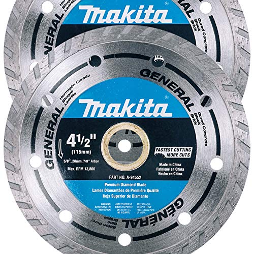 Makita 2 Pack - 4.5 Turbo Diamond Blades For Grinders & Circular Saws - Ultra-Fast Cutting For Concrete, Masonry & Brick - 5/8, 20mm & 7/8 Arbors