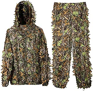 DoCred Ghillie Suit for Men, 3D Lightweight Hooded Camouflage Ghillie Breathable Hunting Suit (X-Large or XX-Large)