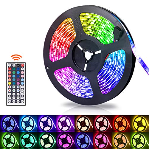 LED Strip Lights, 16.4ft RGB LED Light Strip 5050 LED Tape Lights - Waterproof, Color Changing LED Strip Lights with Remote for Home Kitchen Decoration