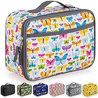 Zulay Insulated Lunch Bag - Thermal Kids Lunch Bag With Spacious Compartment & Built-In Handle - Portable Back To School Lunch Bag For Kids, Boys, & Girls To Keep Food Fresh (Butterflies)