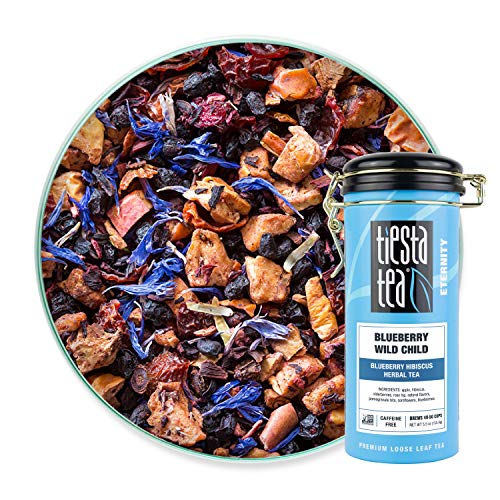 Tiesta Tea - Blueberry Wild Child, Loose Leaf Blueberry Hibiscus Herbal Tea, Non-Caffeinated, Hot & Iced Tea, 5.5 oz Tin - 50 Cups, Natural Flavors, Herbal Tea Loose Leaf Blend