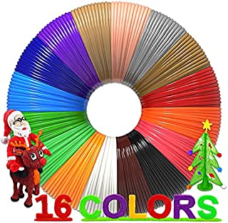 3D Pen Filament 320 Feet, 16 ColorsEach Color 20 Feet, Bonus 250 Stencils eBooks - 3D Printing Pen PLA Filament 1.75mm, High-Precision Diameter and Kids Safe Refill