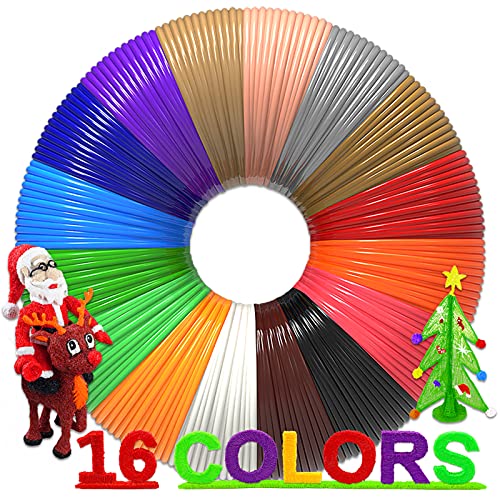 3D Pen Filament 320 Feet, 16 ColorsEach Color 20 Feet, Bonus 250 Stencils eBooks - 3D Printing Pen PLA Filament 1.75mm, High-Precision Diameter and Kids Safe Refill