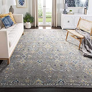 Safavieh Evoke Collection EVK224G Boho Oriental Non-Shedding Stain Resistant Living Room Bedroom Area Rug, 8' x 10', Dark Grey / Yellow