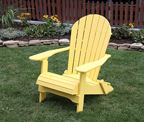 Yellow-Poly Lumber Folding Adirondack Chair with Rolled Seating Heavy Duty Everlasting Lifetime PolyTuf HDPE - Made in USA - Amish Crafted