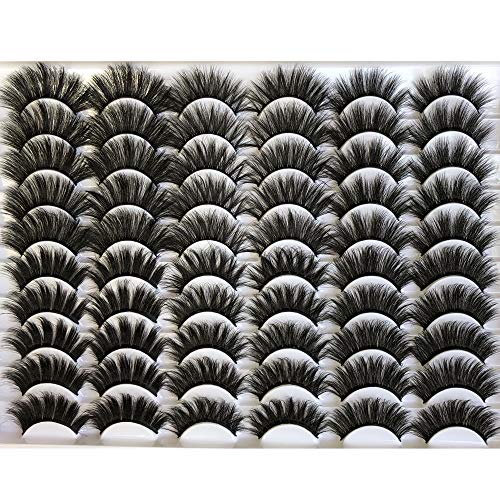 GMAGICTOBO False Eyelashes 30 Pairs Pack Faux Mink Lashes 20MM Long Dramatic 6 Styles Mixed 5D Fluffy Medium Volume Thick Fake Eyelashes Soft Crossed Makeup Eye Lashes