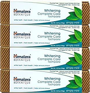 Himalaya Botanique Complete Care Whitening Toothpaste, Simply Mint, for a Clean Mouth, Whiter Teeth and Fresh Breath, 5.29 oz, 4 Pack
