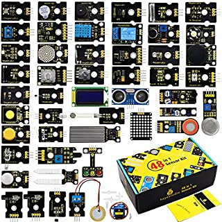 KEYESTUDIO 48 Sensors Modules Starter Kit for Arduino with LCD, 5v Relay, IR Receiver, LED Modules, Servo Motor, PIR, Pressure Sensor, Gas Sensor, etc.Programming for Beginners Adults Learning