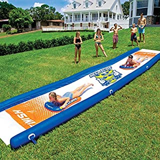 WOW World of Watersports 18-2200 Mega Slide, Giant Backyard Waterslide, High Side Walls, Built in Sprinkler, 25 Feet x 6 Feet, Includes Hand Pump and 2 Inflatable Sleds