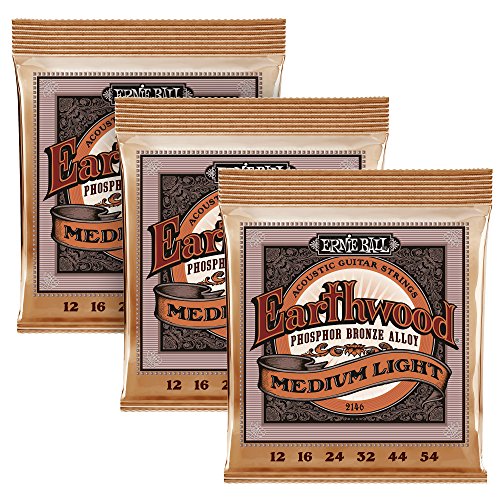 Ernie Ball Earthwood Phosphor Bronze Medium Light (12-54) 3-Pack Acoustic Guitar Strings (P03446)