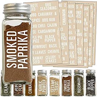 Talented Kitchen 134 White All Caps Spice Label Set: 134 Spice Names + Numbers. White Letters on Clear Sticker. Water Resistant for Spice Jars Organization Storage (Set of 134 All Caps White Spices)