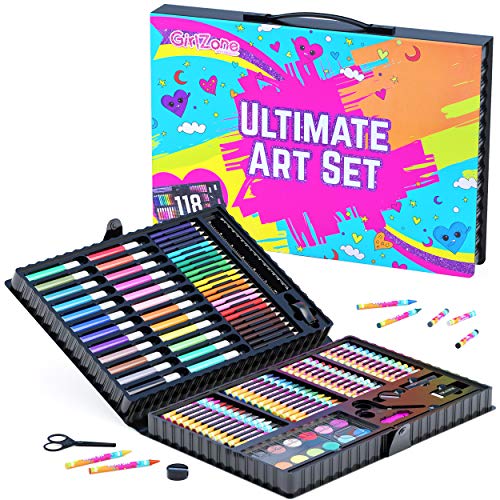 GirlZone Art Set for Girls, 118 Pieces Arts and Crafts Kit for Kids, Great Gift for Girls