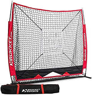 Rukket 5x5 Baseball & Softball Net | Practice Hitting, Pitching, Batting and Catching | Backstop Screen Equipment Training Aids | Strike Zone Target (5x5 Net + Target)