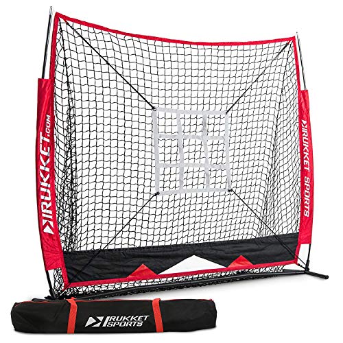 Rukket 5x5 Baseball & Softball Net | Practice Hitting, Pitching, Batting and Catching | Backstop Screen Equipment Training Aids | Strike Zone Target (5x5 Net + Target)