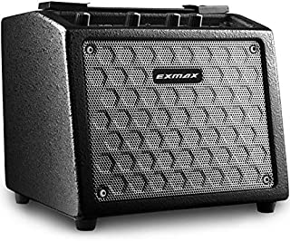 EXMAX EG99 Electric Guitar Amplifier 8W Rechargeable Stereo Outdoor Microphone/Guitar Amplifier Street Acoustic Guitar Amp 2 Band(Bass/Treble) Stringed Instrument Speakers Built-in 18 Drum Rhythms