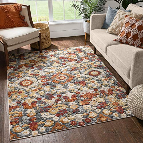 Well Woven Berger Rust Red Multi Ikat Flat-Weave Hi-Low Pile Area Rug 8x10 (7'10