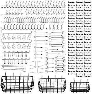 208Pcs Pegboard Hooks Assortment with 3 Pegboard Baskets Organizing Tools Garage Storage System for Kitchen Craft Room