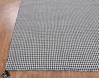 Rug & Home 5'x8' Houndstooth Handmade Flat Weave Dhurry 100% Woolen Rugs & Carpets