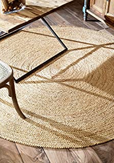 nuLOOM Rigo Hand Woven Jute Area Rug, 6' Round, Natural