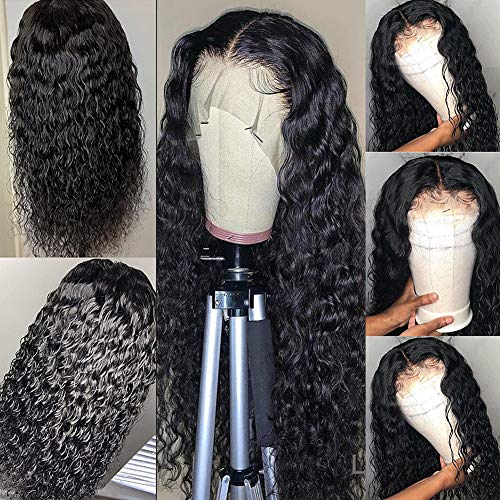 Lace Front Wigs Human Hair Water Wave Lace Front Wigs Brazilian Human Hair Wigs 4X4 Lace Front Wigs for Women Wet and Wavy lace Front Wigs Natural Color (14 inch, 4x4 Water Wig)