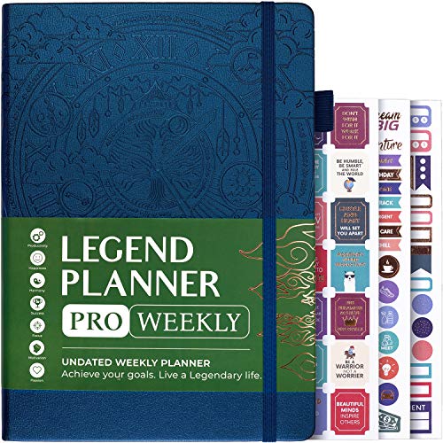 Legend Planner PRO  Deluxe Weekly & Monthly Life Planner to Increase Productivity and Hit Your Goals. Time Management Organizer Notebook  Undated  7 x 10